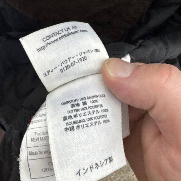 Eddie Bauer Men XL Tall Brown Canvas Barn Coat Jacket Insulated Primaloft - Picture 10 of 10